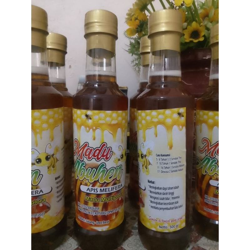 

madu murni nektar bunga multiflora lebah apis melifera.100%.Original.2 Botol./botol isi 500gr.