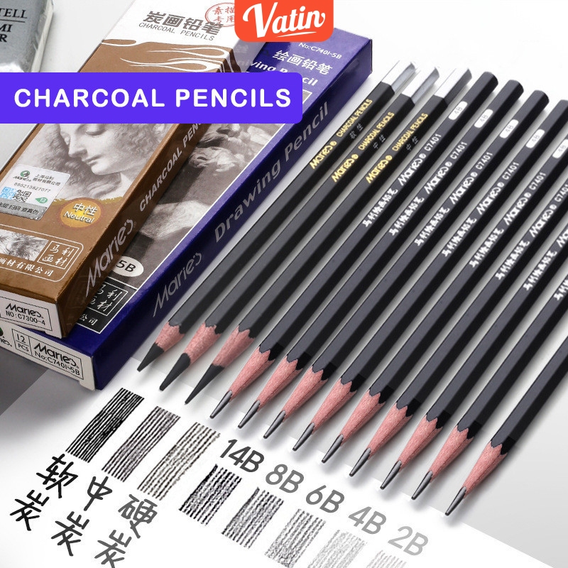 

Maries Charcoal Pencils Pensil Sketsa Arang / Charcoal Sketch / Shading Pencil Maries - vatin_shop