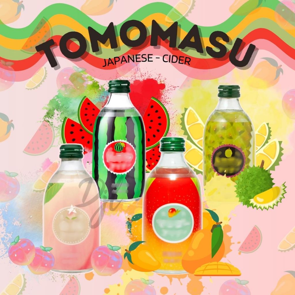 

Tomomasu Japanese Cider 300ml Minuman Berkarbonat Rasa Buah 1 Botol Siap Minum Import Dengan Varian Rasa Watermelon Durian Peach Mango Soda