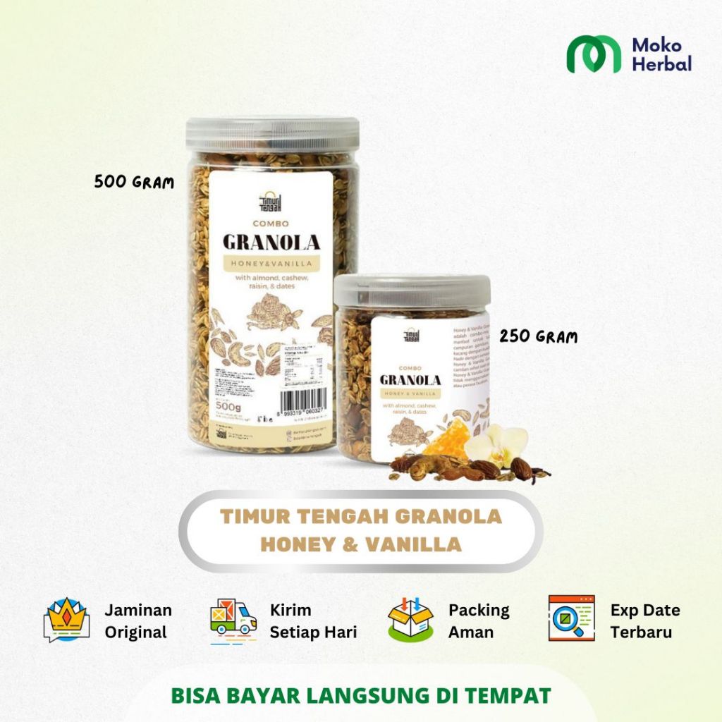 

Timur Tengah Granola Vanilla Honey | Sereal Makanan Sehat 250 Gram & 500 Gram