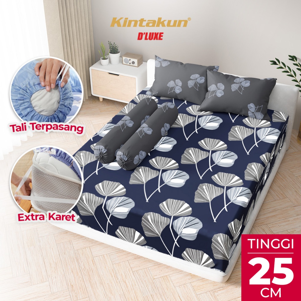 Kintakun Sprei Fitted 160/180/200 DLUXE Fahira Aesthetic Microtex Tinggi 25 cm B4