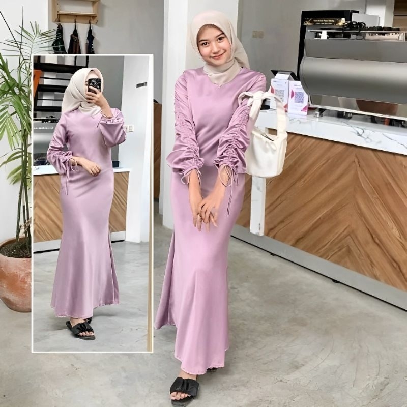 DRES DARLA silk satin premium dres serut tangan dress kondangan bridesmaid