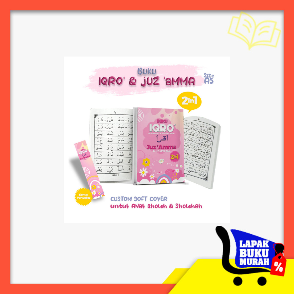 Buku Iqro Juz Amma Bandel Besar 2 In 1 Custom Cover + Nama Soft Cover Untuk Anak Sholeh & Sholehah S