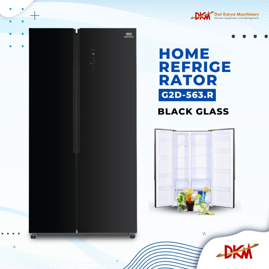Kulkas 2 Pintu Home Refrigerator GEA G2D-563 Black Glass/Kulkas Gea G2D-563 Black Gloss