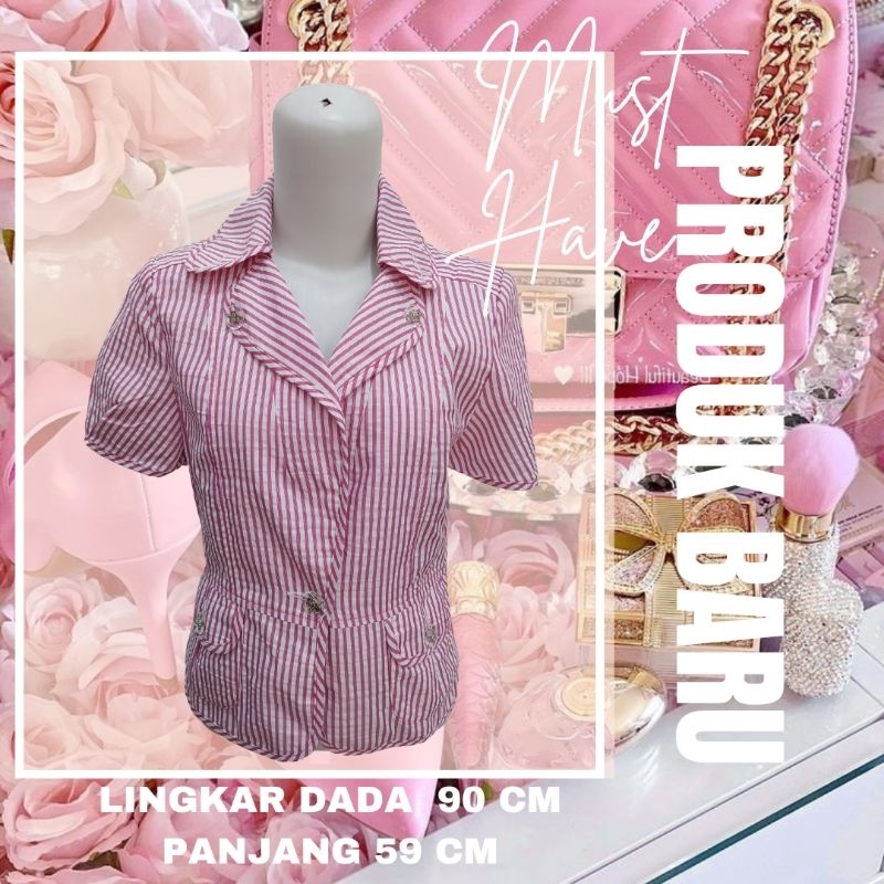 BLAZER CROP lengan pendek salur fusia