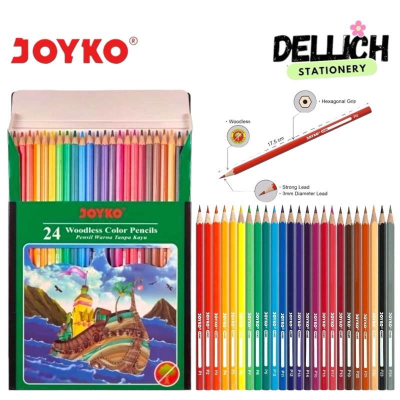 

PENSIL WARNA 24 WARNA PANJANG JOYKO CP-104