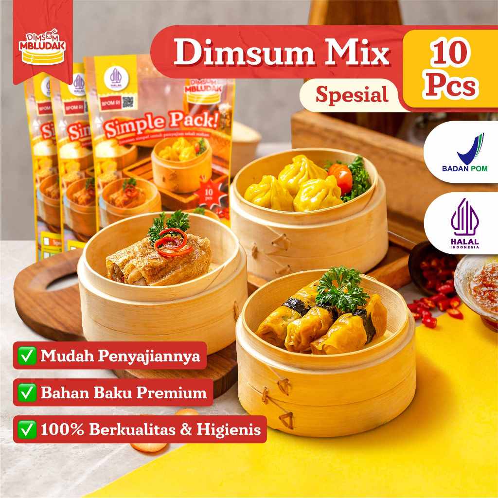 

Dimsum Mbludak Simple Pack Dimsum Mix Frozen Dimsum Halal 10 Pcs