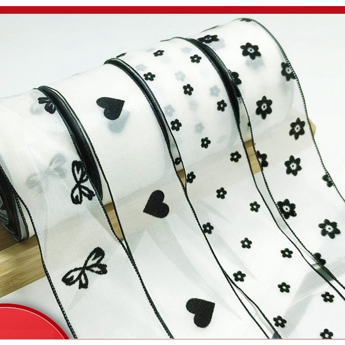 

Terbatas 1ROLL PITA Ribbon Silk Hati heart flower bunga Korea Kado Dekorasi Hampers Bouquet Lebar 4cm Panjang 9meter Cantik Murah Kerajinan Tangan