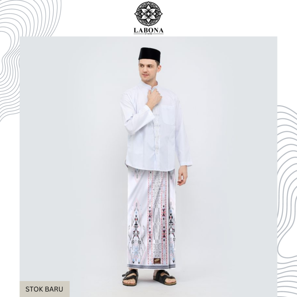 Sarung ATLAS Idaman 555 Kembang Motif BHS Putih