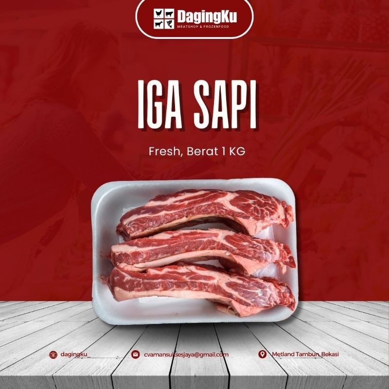 

Iga Super Premium/Iga Sapi Super/Tulang Iga Sapi Lokal Fresh 1 Kg/Iga Sapi Daging Tebal 1Kg