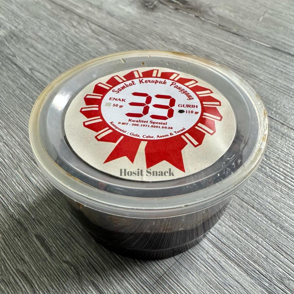 

Sambal Terasi Krupuk Cap 33 Bangka Cup Besar - Extra Sambel Trasi Blacan Kerupuk Kemplang 33 Asli Bangka 110gr