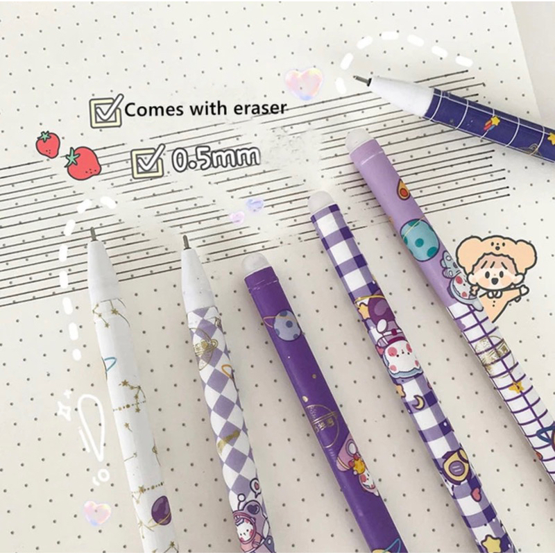 

( ISI 10 PCS ) PULPEN DAPAT DIHAPUS ERASABLE GEL PEN MOTIF LUCU BOLPOIN GEL ERASABLE - UA