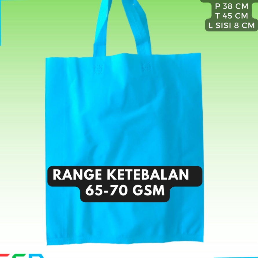 

HJ6 1lusin 12pcs PaHe PAket HEmat Goodie Bag Handle uk 38x45x8 kain 7gsm Tas Spunbond