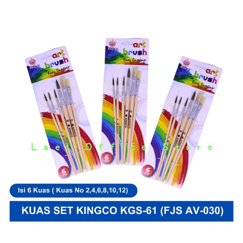 

Kuas Set isi 6 / Kuas Lukis Set isi 6 / Kuas Set Brush Kingco isi 6pcs / Kuas Gambar Kuas Lukis Cat air