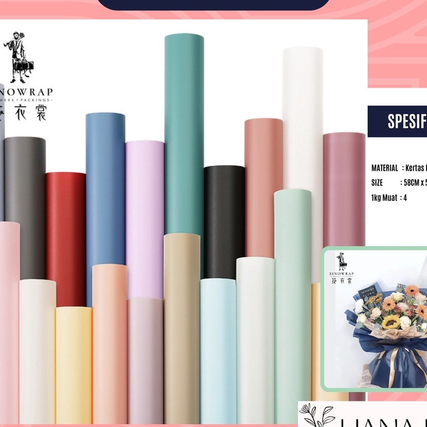 

Potongan 2 Lembar Kertas Buket Cellophane Flower Wrapping Paper Solid Pastel Matte Kertas Colour kertas PMTZ