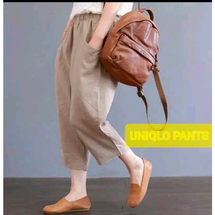 Celana Kulot Katun Uniqlo Pants Size Jumbo Bahan Cotton Twill Strech Premium