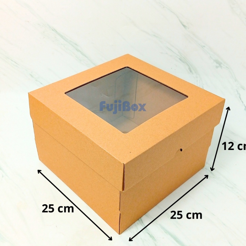 

Hematku 1 Pcs EFLUTE Kotak Puding Cake Kue Tart Bolu Chiffon Karton Corrugated Box 25 x 25 x 12 cm