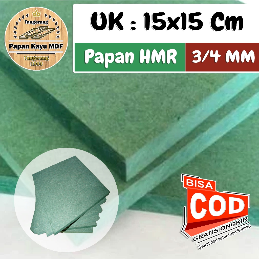 Kayu Papan HMR Ketebalan 3MM / 4MM Ukuran 15x15 cm Papan HMR / MDF WARNA HIJAU Polywood BOARD MURAH