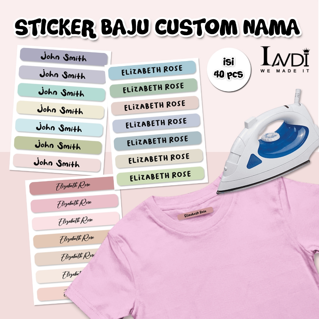 

Sticker Label Nama Kain Baju Setrika Custom Waterproof Warna Aesthetic