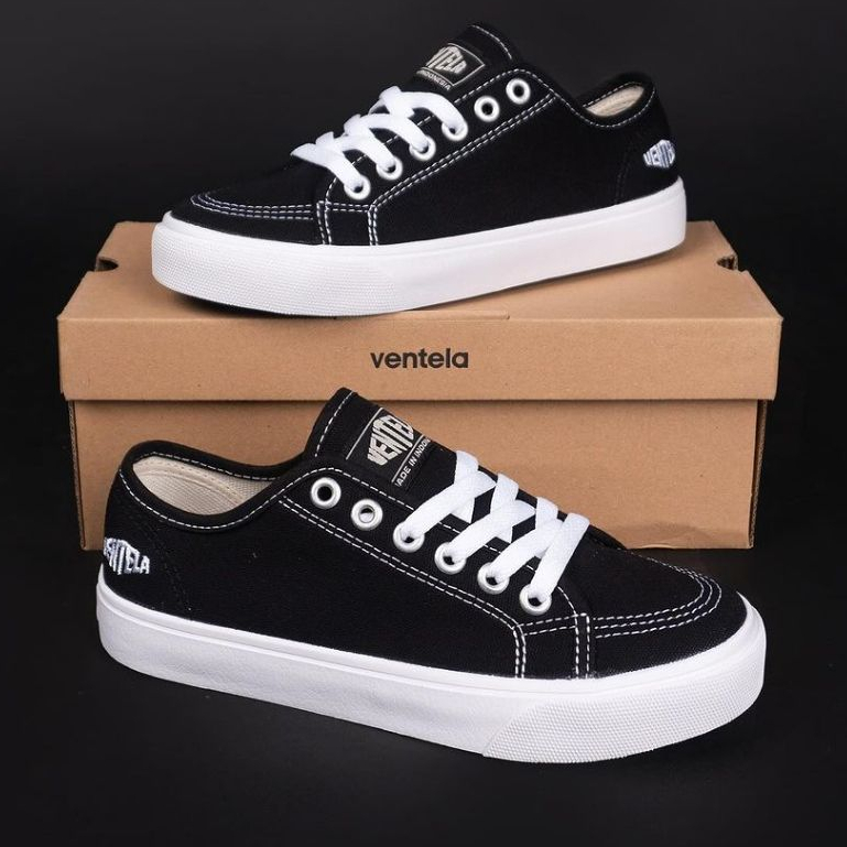 Ventela alpha black white original official store terbaru sepatu pria wanita