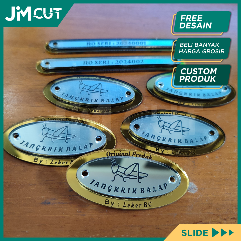 Emblem Akrilik custom logo /label sangkar burung custom akrilik / Emblem Logo Akrilik - jimcut