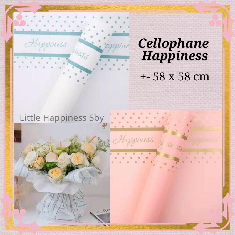 

Murah! (Ecer) Kertas wrapping buket bunga cellophane Happiness happy frame