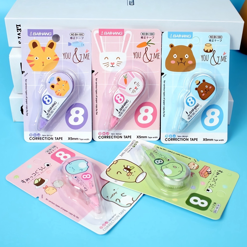 

HEBOH APEN Tipe X Penghapus Pena Pulpen Gambar Karakter Lucu Correction Tape Students Stationary School Supplies 8M Multiple Color Tipex Tipex Kertas Mini Alat Tulis Sekolah Kantor ATK