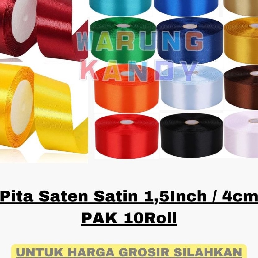 

murah Pita Saten Satin 15 Inch 4cm PAK 1Roll