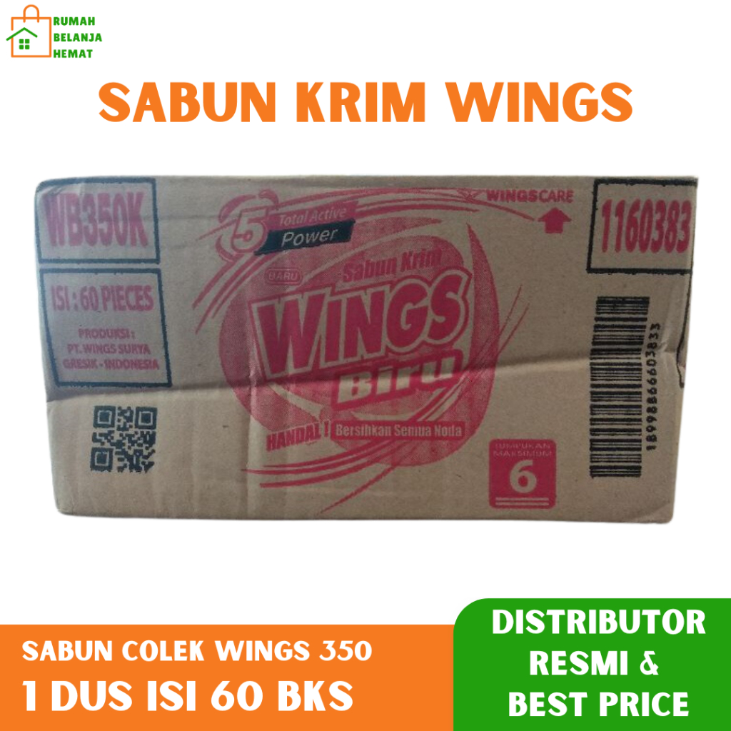 WINGS Sabun Cuci Sabun Colek Krim Sabun Cream Wings Biru Deterjen Multipurpose Kemasan Dus isi 30 Sa