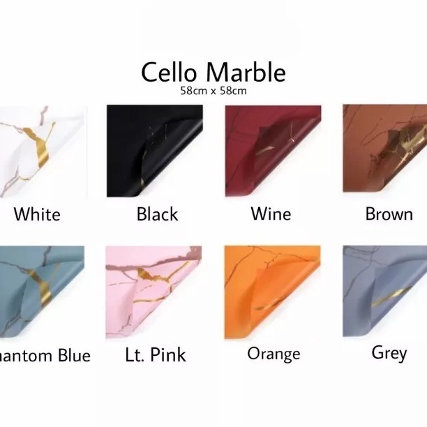 

Unggul 2 Lembar Kertas Buket Bunga Motif Marble Emas Flower Wrapping Paper Golden Marble Cellophane Marble