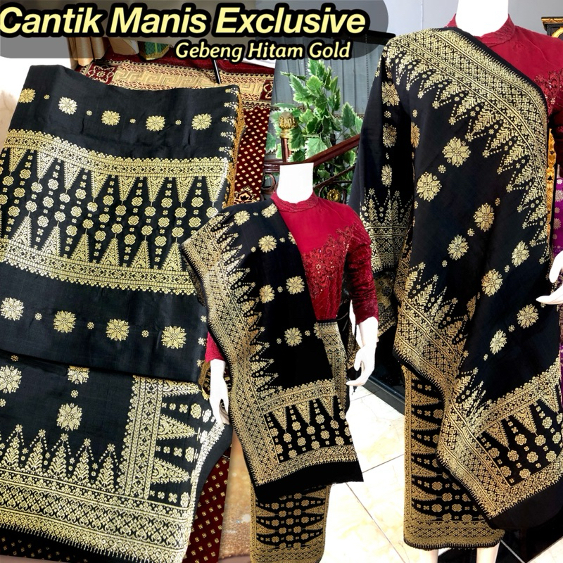 Songket Cantik Manis Exclusive Gebeng Hitam Gold /songket tenun asli palembang /ilham songket palemb
