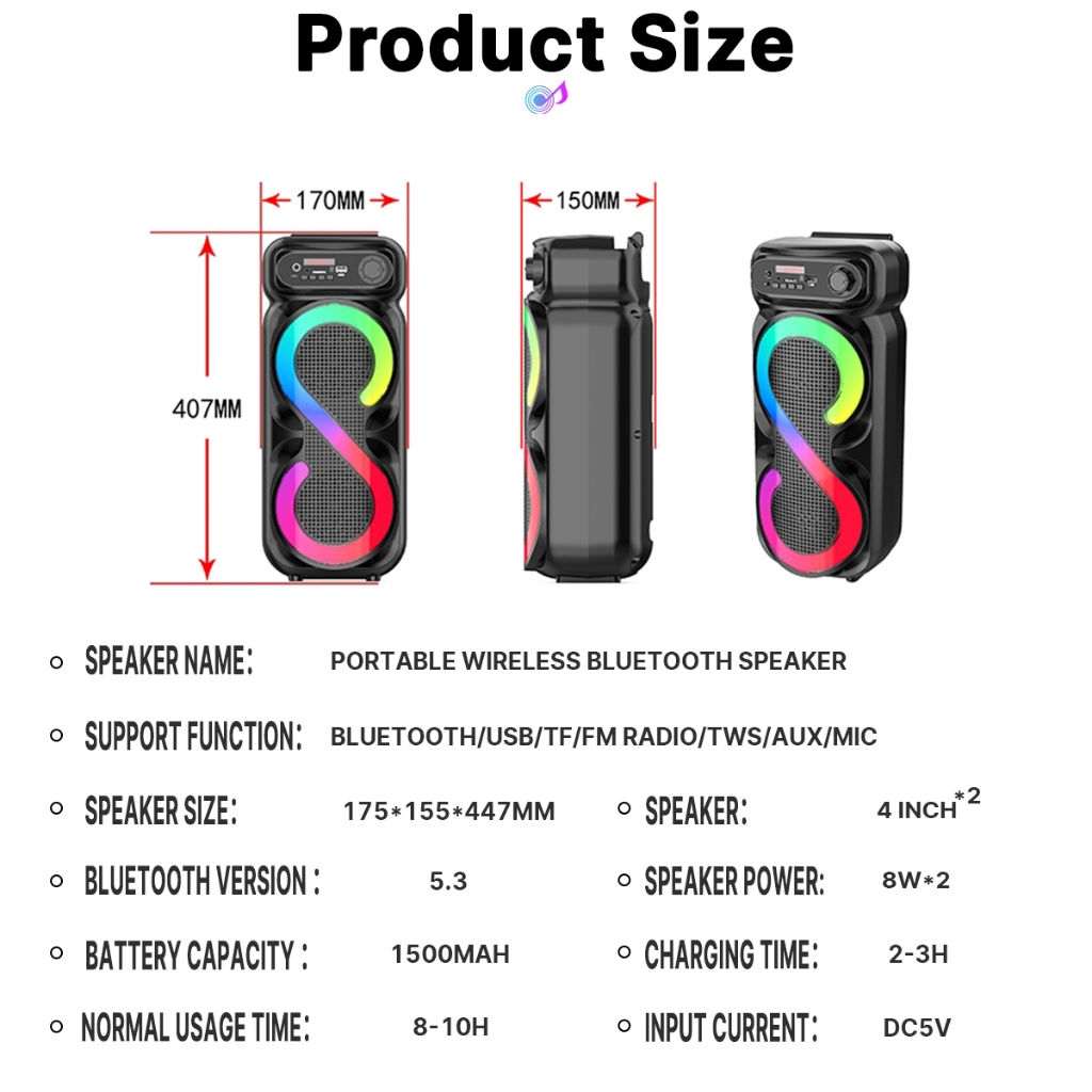 NEW PRO MAX BASS MAIKET Speaker Bluetooth Karaoke Besar Super Bass 8 Inch Protable Wireless Salon