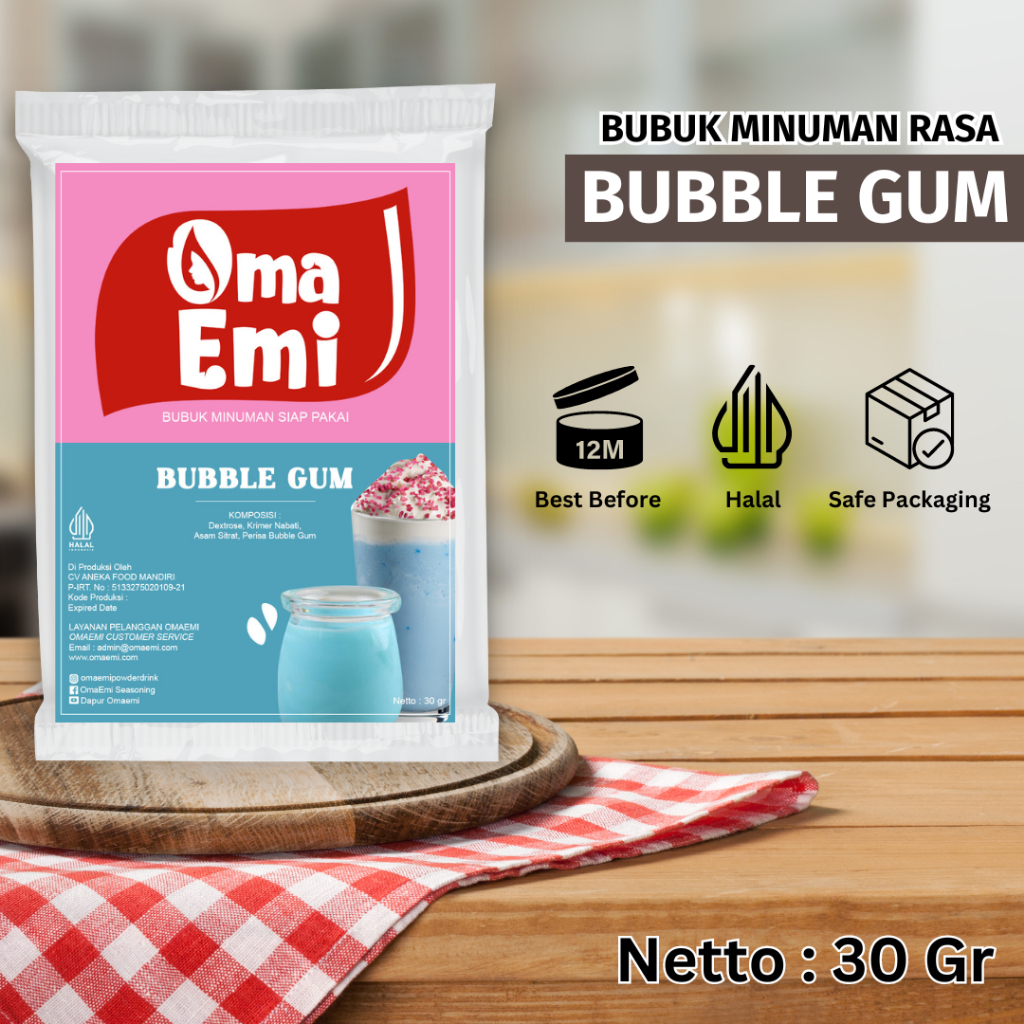 

BUBUK MINUMAN PREMIUM RASA BUBBLE GUM 30 GR | BPOM & HALAL