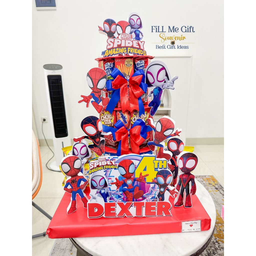 BK - Spiderman Spidey - Snack Tower Cake Tart Birthday / Kado Ulang Tahun Kue Snack Lucu Tingkat