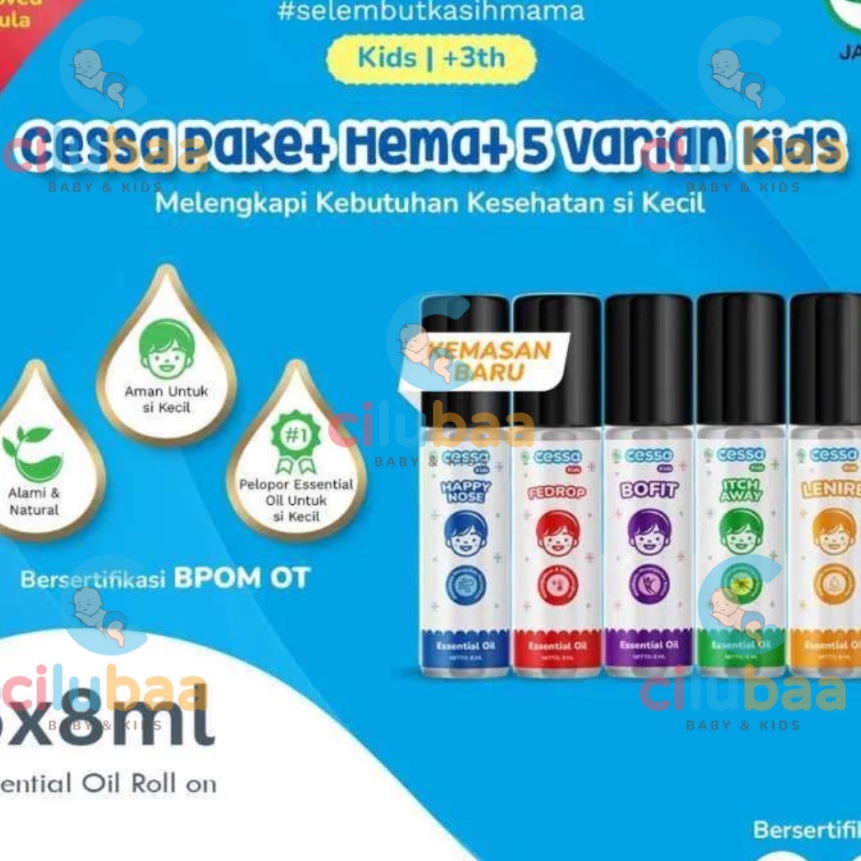 

Ekstra CESSA KIDS Essential oil 3 Thn 8ml Happy Nose Fedrop ITCH Away Bofit Lenire