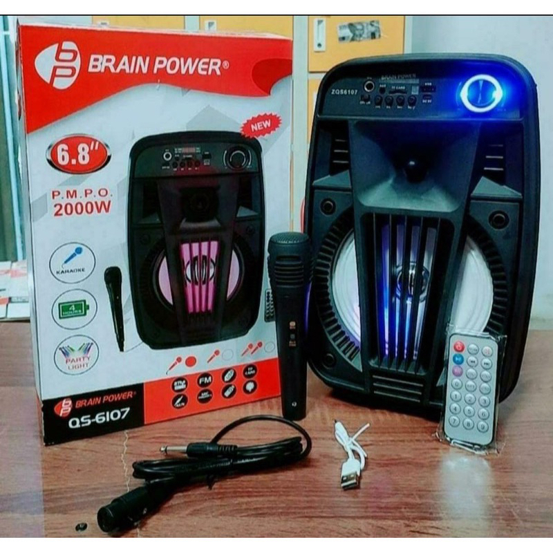 MKC KIMISO Speaker Bluetooth Bass Besar Speaker Bluetooth 6107 Portable Ukuran 6.5 Inch Free Mic