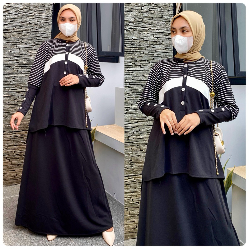 Zola Set Tunik dan Rok - Bahan Knit Jumbo LD 120-140cm by Kirnia