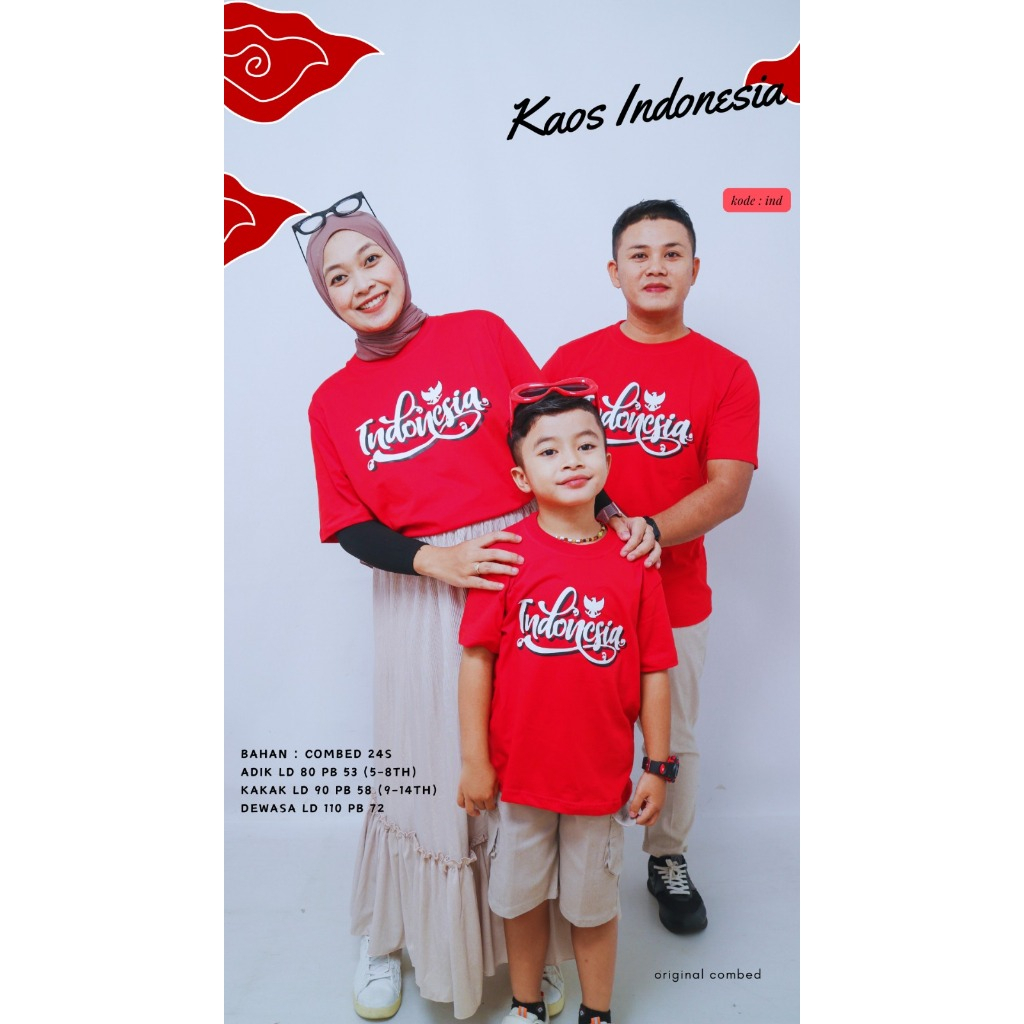 Baju Merah Putih 17 Agustus 2024 Seragam Kemerdekaan Kaos 17 Agustus
