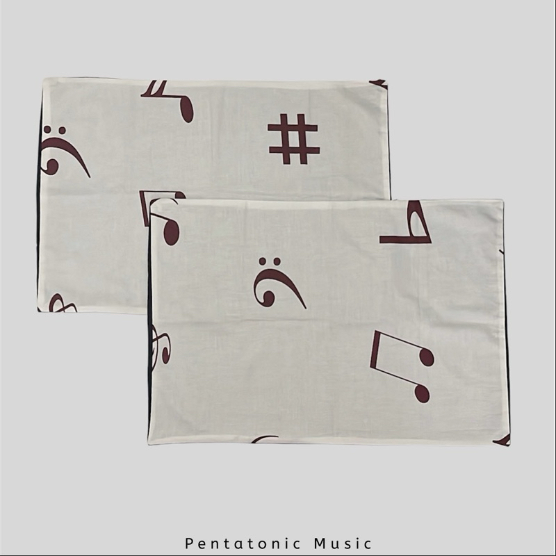 Maroon Music Pillow Case Sarung Bantal Kepala motif Not Balok Pentatonic Music Dekorasi Musik