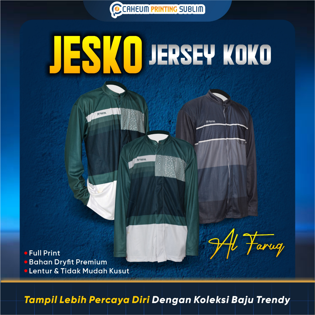 jersey koko / Kemeja Baju Koko Jersey Pria Faiz Bahan Dryfit Premium Full Printing Sublime