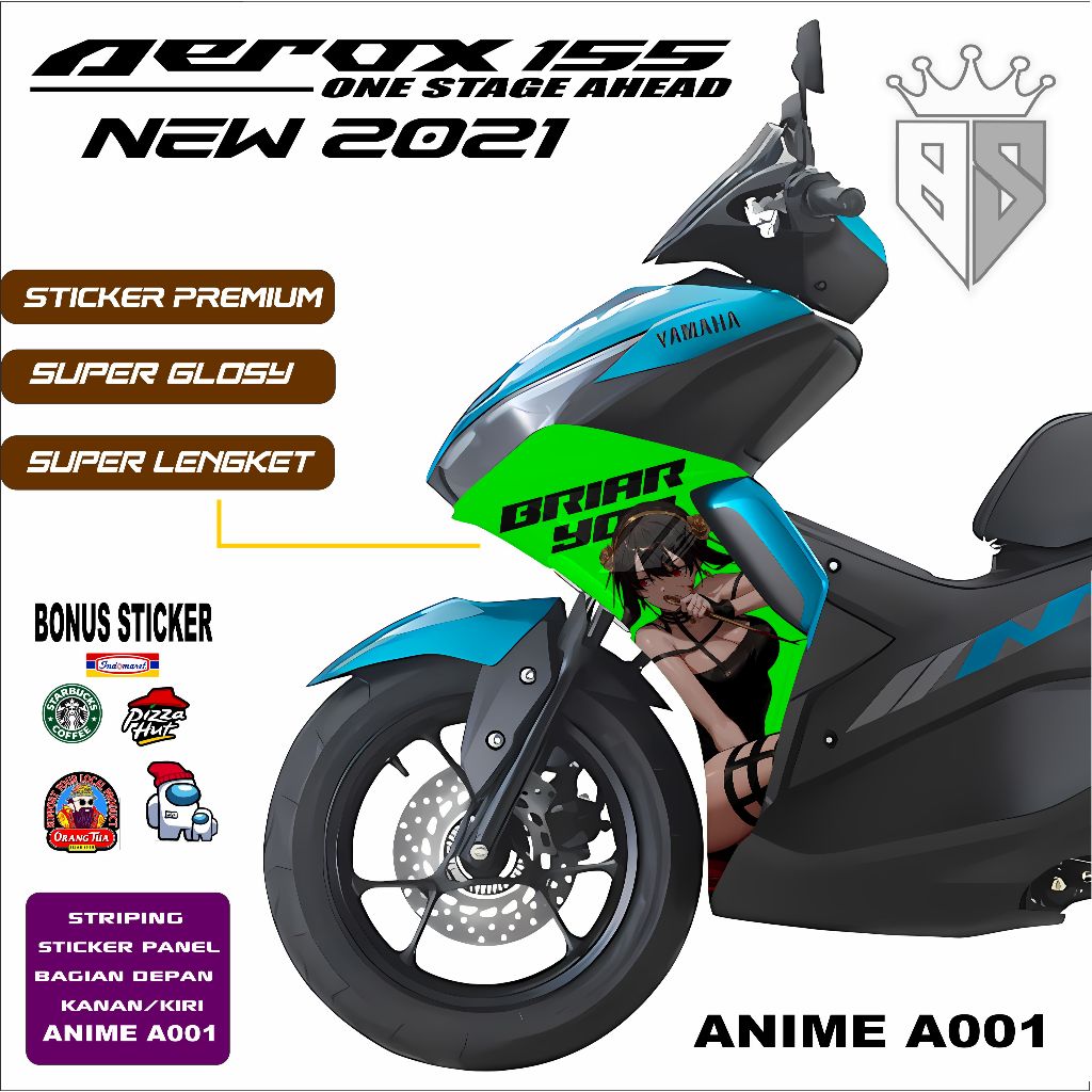 STRIPING STICKER PANEL SAYAP AEROX 155 / STICKER SAYAP AEROX 155 NEW / STICKER PANEL AEROX MOTIF ANI