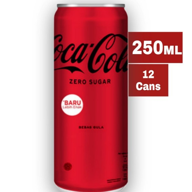 

Coca Cola ZERO Sugar Minuman Soda Soft Drink 250mL x 12 Cans