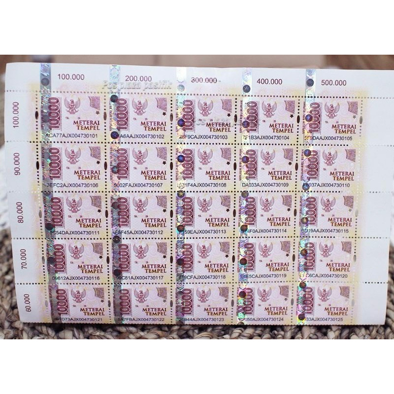 

20 Pcs MATERAI 10.000 10RB ASLI KANTOR POS 100% PERANGKO 20Pcs