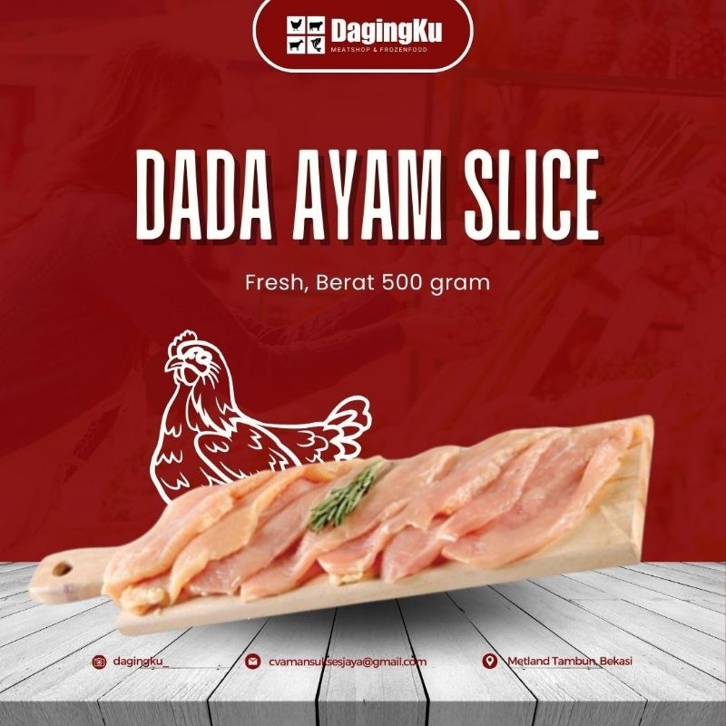 

dada ayam slice 500grm/slice dada ayam 500grm/dada fillet slice/ fillet dada slice