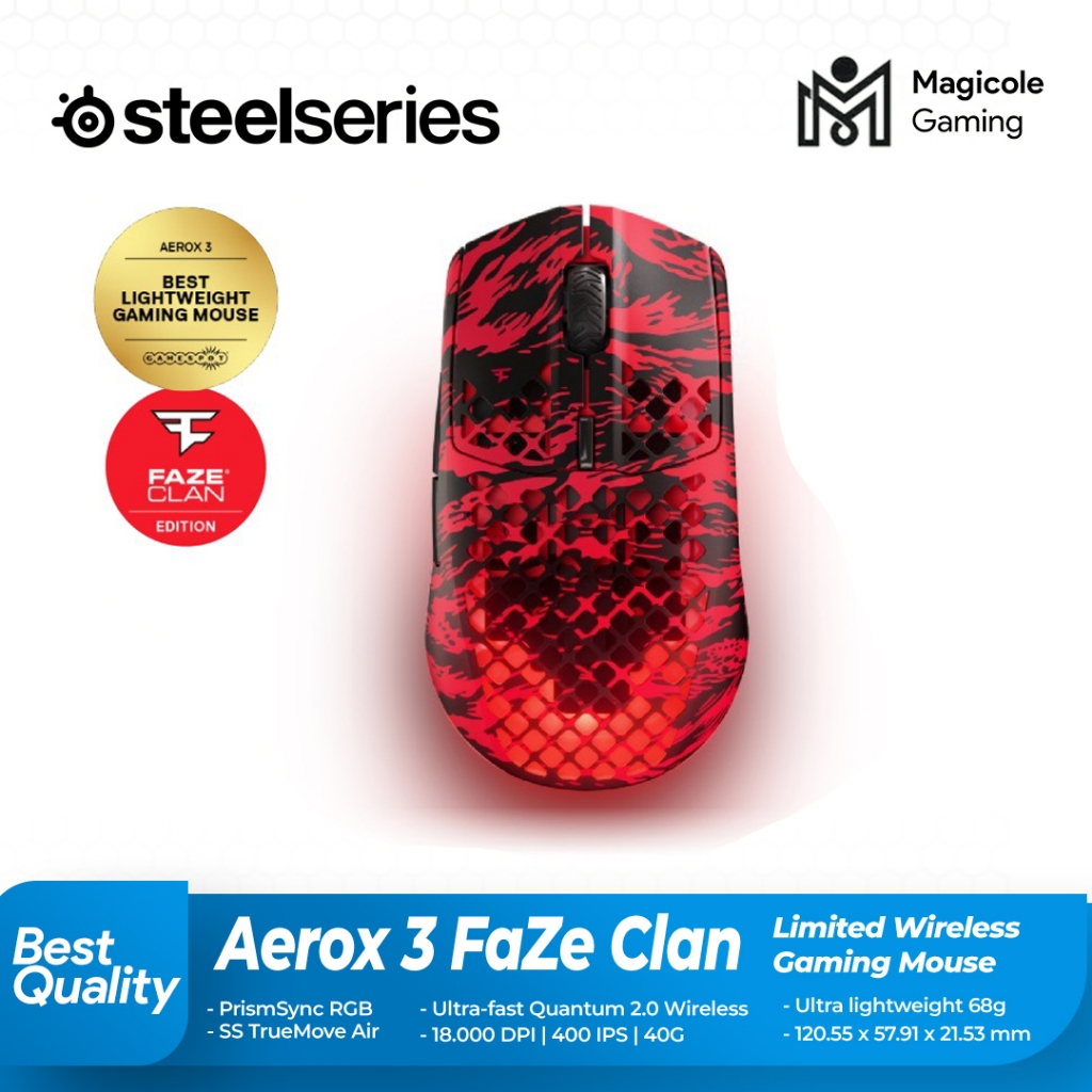 SteelSeries Aerox 3 Wireless FaZe Clan Edition - Mouse Gaming Ultra Ringan