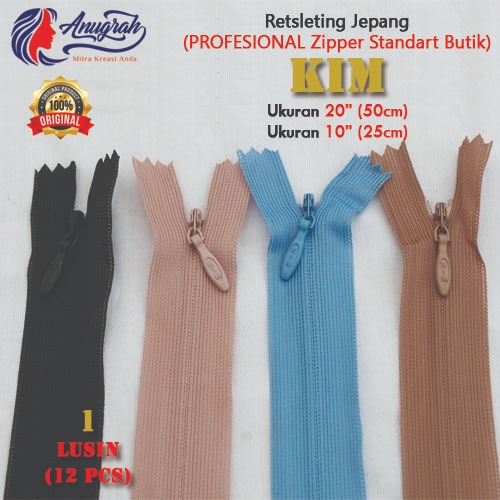 RESLETING / RITSLETING JEPANG MERK KIM 10 INCI Invisible Zipper Resleting(25CM)/ LUSIN