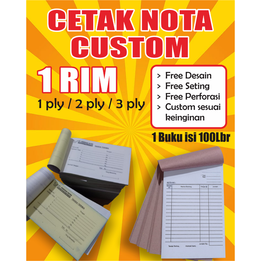 

cetak nota 1 rim - Custom nota - Nota murah - Surat jalan