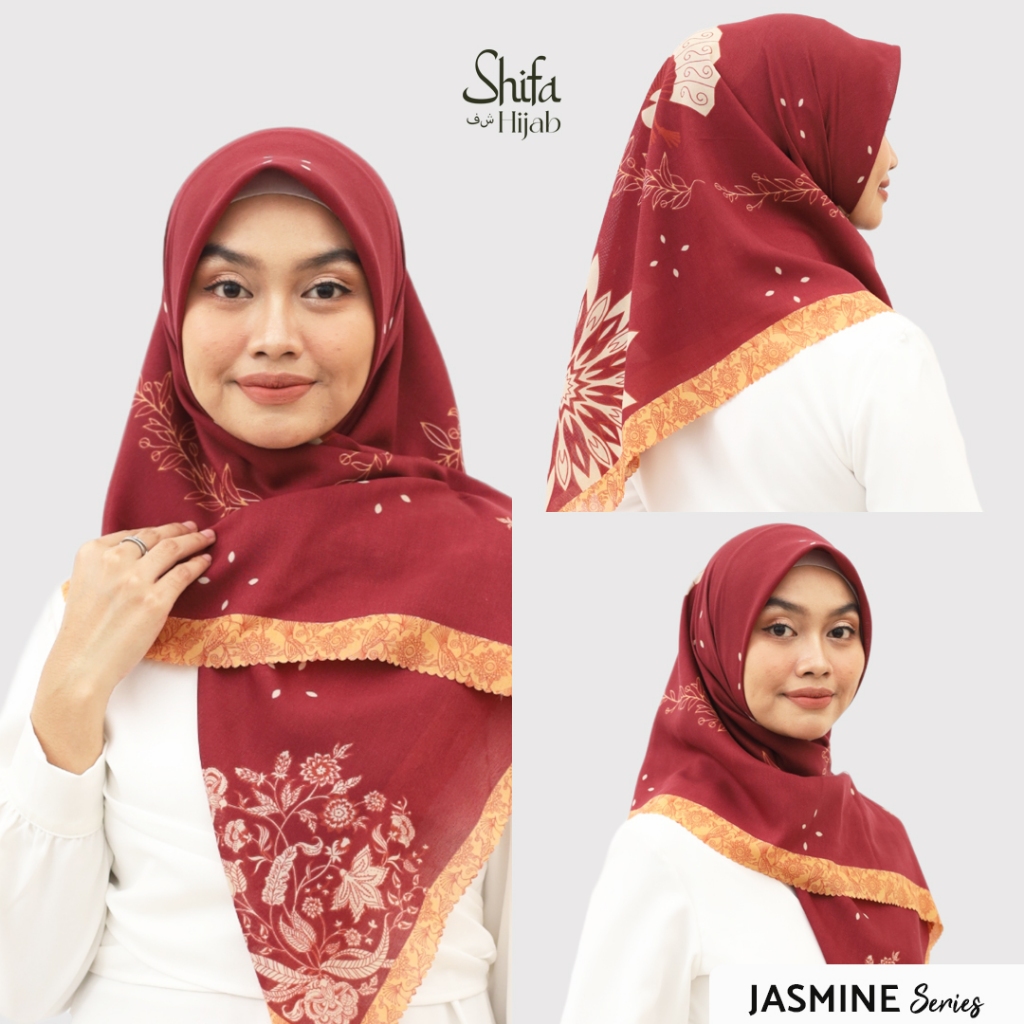 SHIFA HIJAB - JASMINE | JILBAB KERUDUNG SEGI EMPAT MOTIF VOAL LASER CUT
