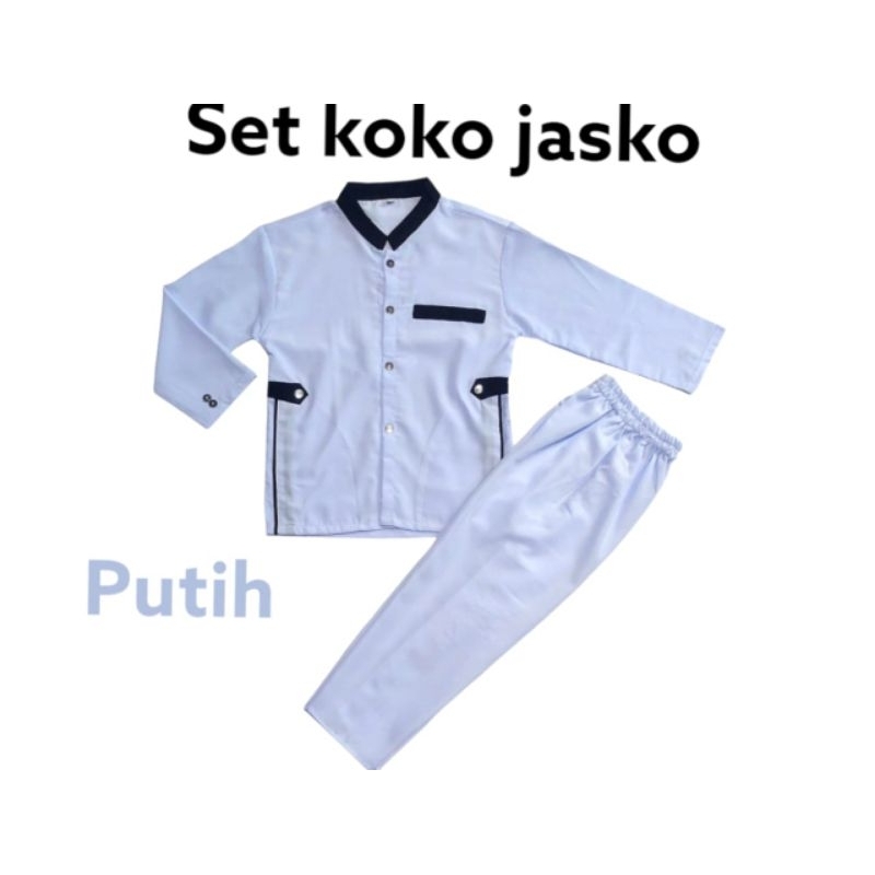 stelan jasko putih-putih anak laki-laki panjang