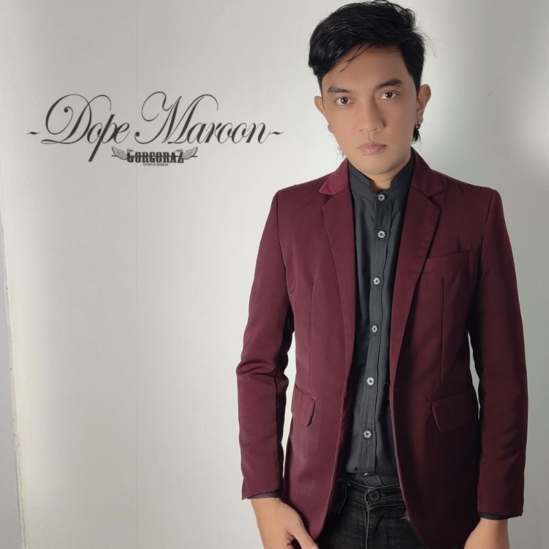 blazer jas maroon merah gelap slimfit original tailored best quality